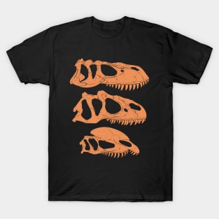 Torvosaurus Allosaurus Dilophosaurus fossil skulls T-Shirt